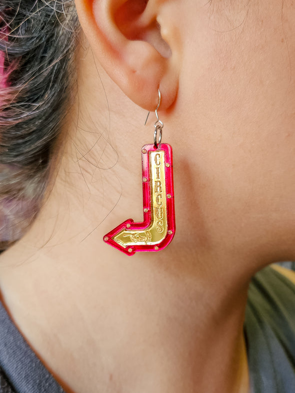 Vintage Circus Sign Earrings