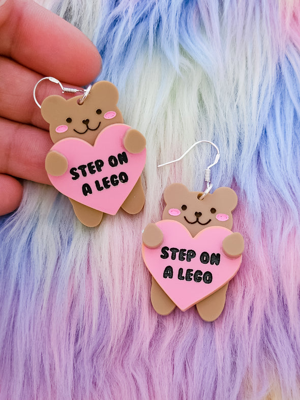 Soft on the Outside Bear Earrings
