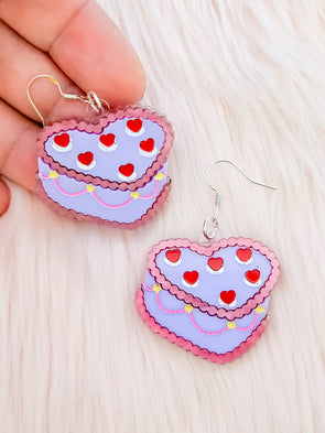 Berry Sweet Heart Cake Earrings