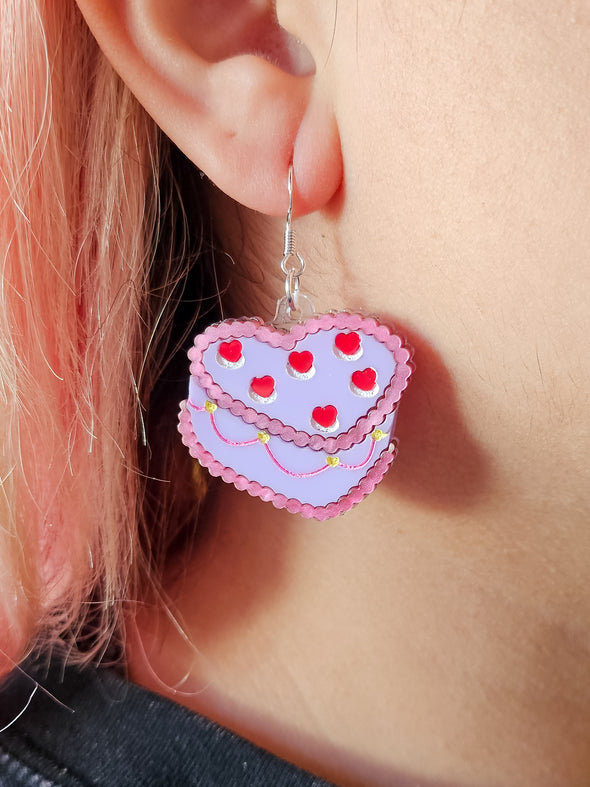 Berry Sweet Heart Cake Earrings