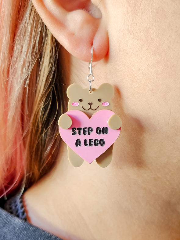 Soft on the Outside Bear Earrings