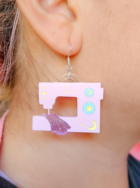 Moonlight Stitches - Sewing Machine Earrings