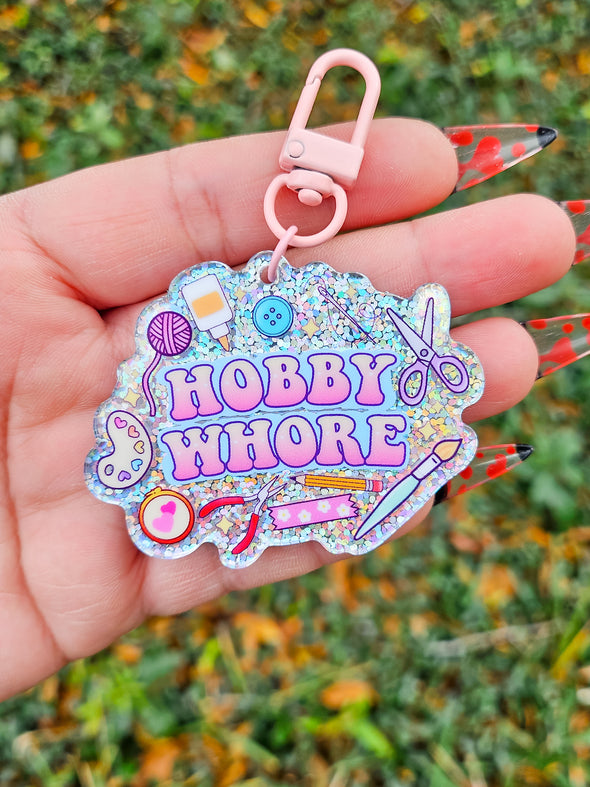 Hobby Whore Holographic Keychain