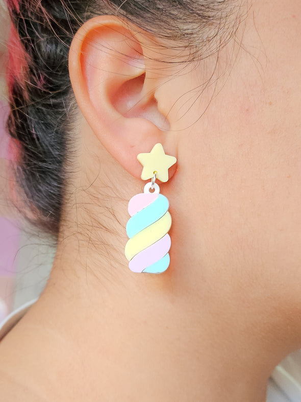 Rainbow Twist Marshmallow Earrings