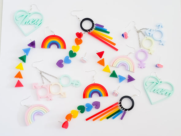 Pronoun Earrings | All Pronouns - Pop Pastel