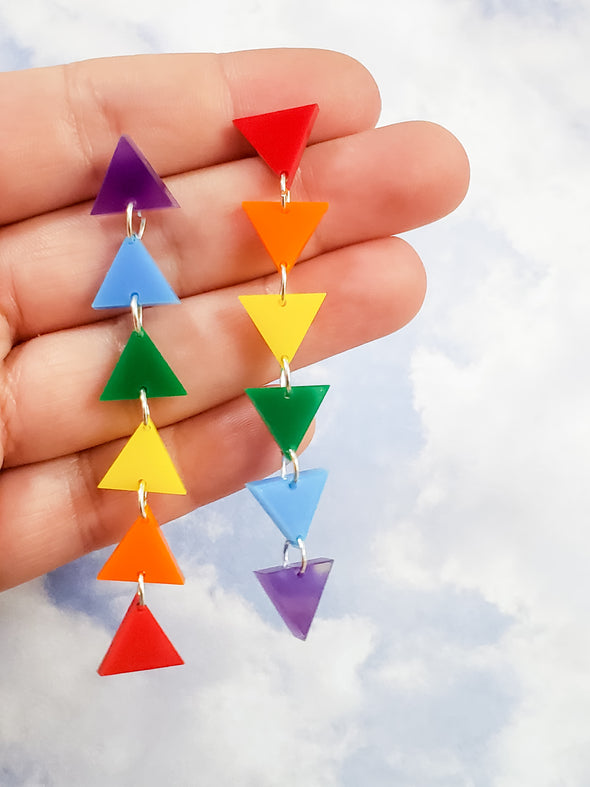 Pride Rainbow Triangle Earrings - Pop Pastel