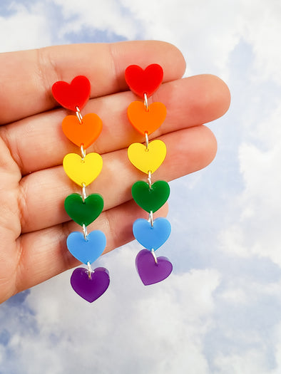 Pride Rainbow Heart Earrings - Pop Pastel