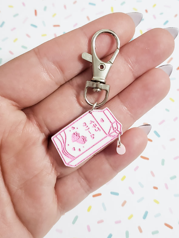 Strawberry Milk Keychain