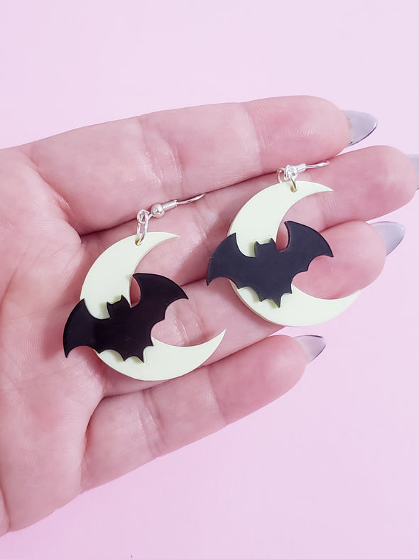 Bats and Moon Earrings