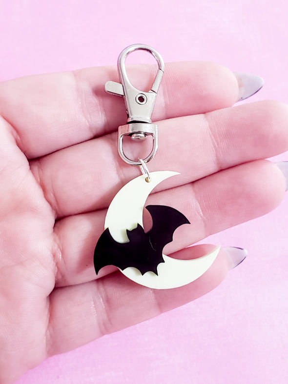 Bats and Moon Keychain