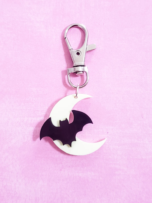Bats and Moon Keychain