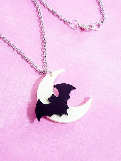Bats and Moon Necklace