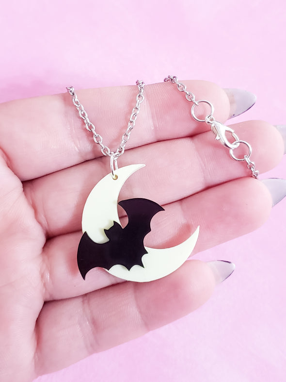 Bats and Moon Necklace