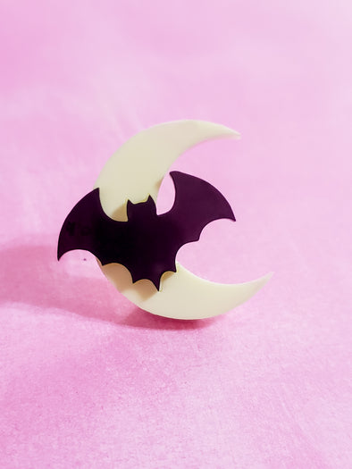 Bats and Moon Pin