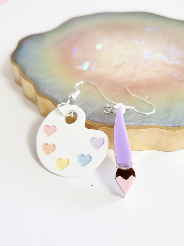 Paintbrush and Palette Earrings