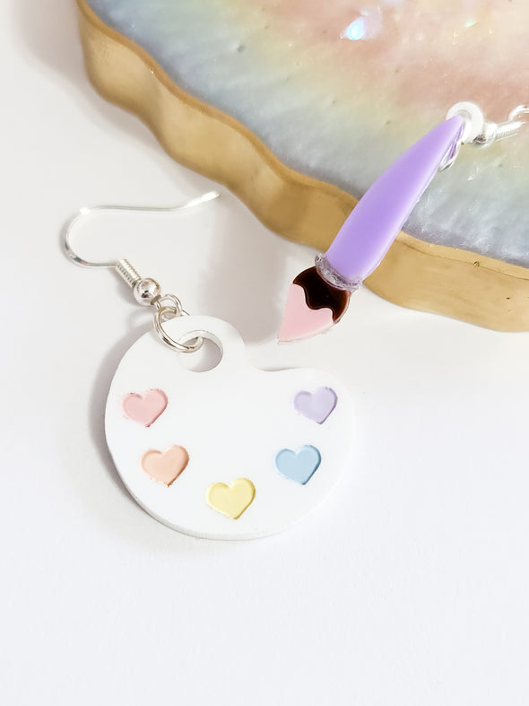 Paintbrush and Palette Earrings