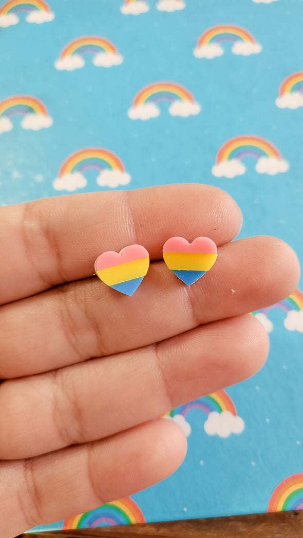 Pride Flag Heart Studs | Variety of Flags - Pop Pastel