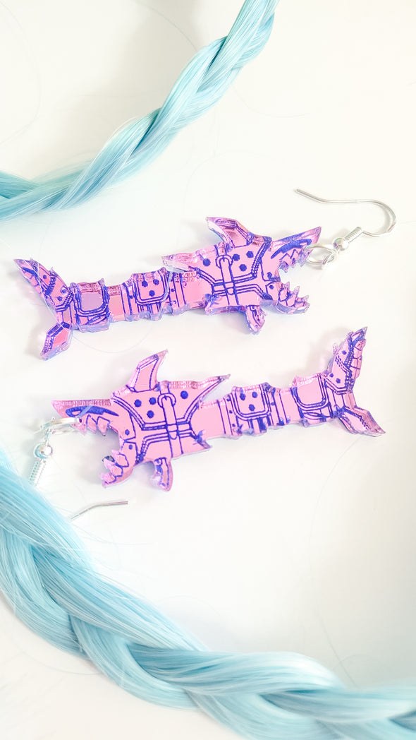 Mechanical Shark Earrings