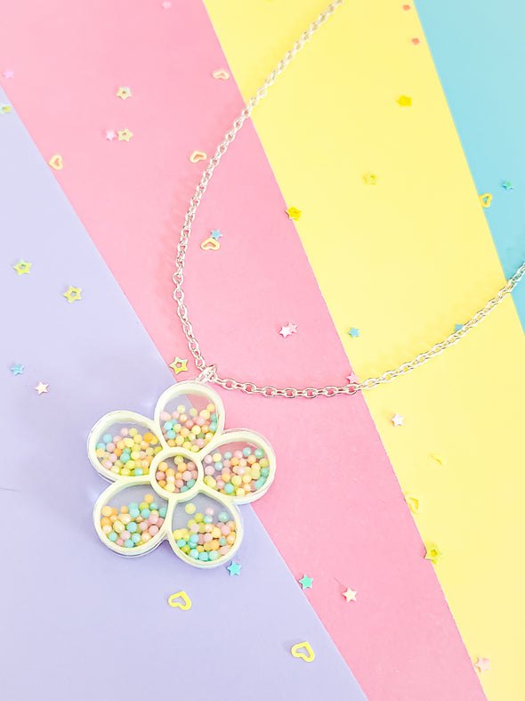 Flower Shaker Charm Necklace