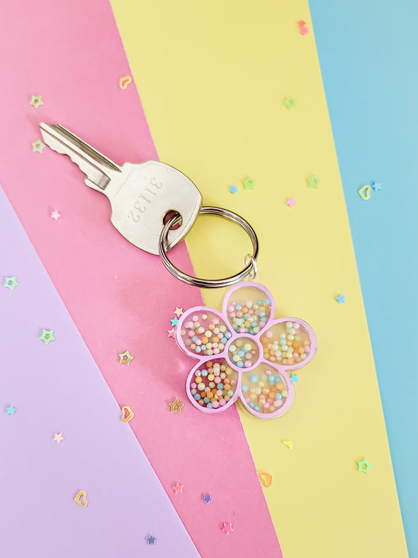 Flower Shaker Charm Keychain