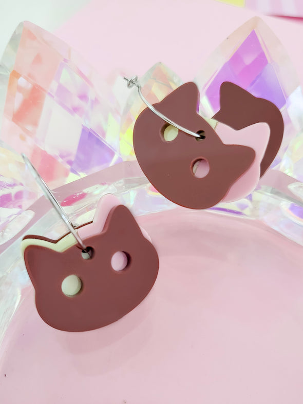 Ice Cream Cat Earrings