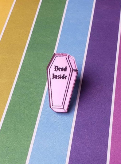 Dead Inside Coffin Pin - Pop Pastel