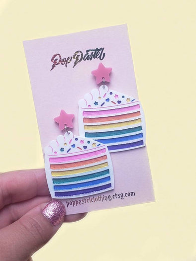 Rainbow Cake Earrings - Pop Pastel