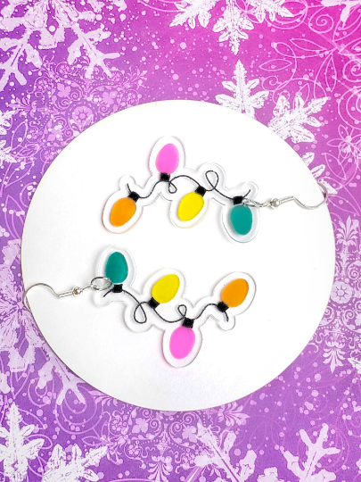 Christmas Lights Earrings - Pop Pastel