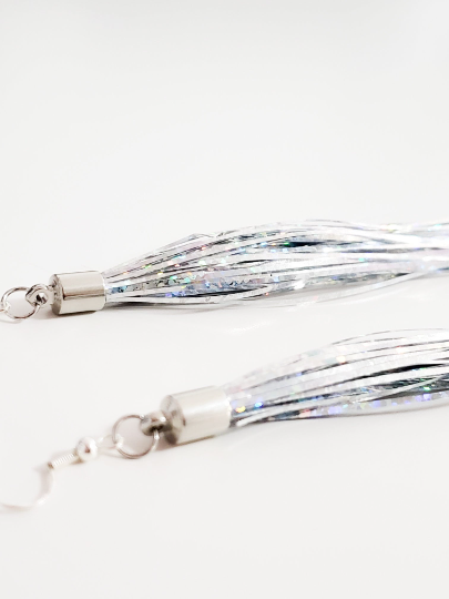 Holographic Tinsel Earrings - Pop Pastel