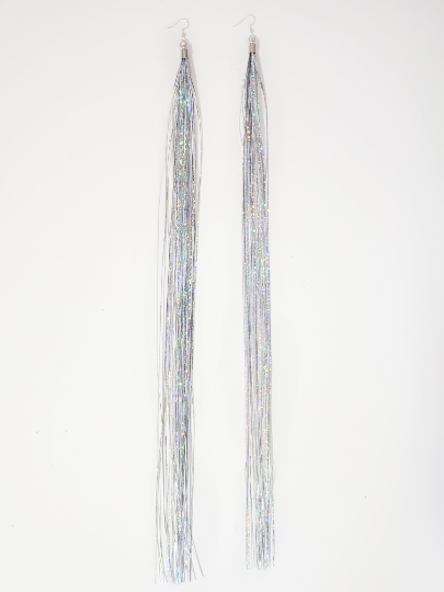 Holographic Tinsel Earrings - Pop Pastel