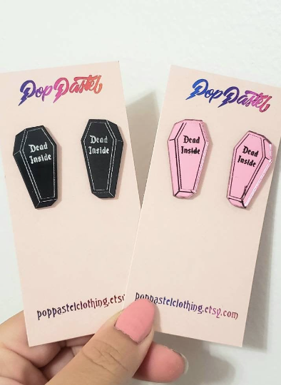 Dead Inside Coffin Studs - Pop Pastel