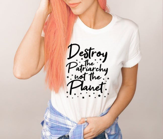 Destroy the Patriarchy Not the Planet T-Shirt - Pop Pastel