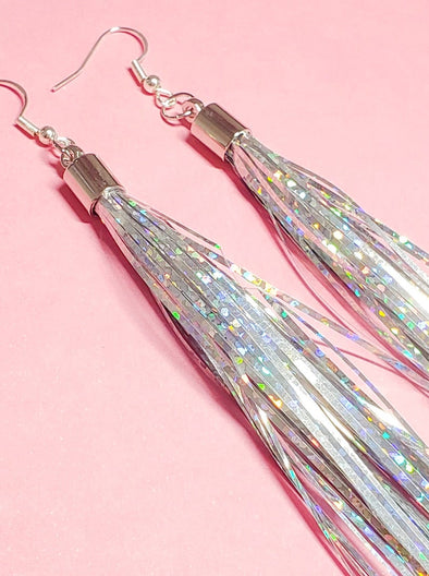 Holographic Tinsel Earrings - Pop Pastel